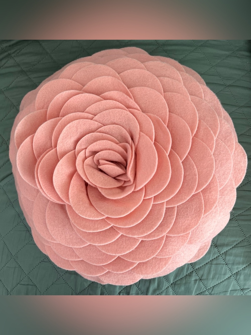 SARO LIFESTYLE Pink Rose Pillow 17" Textured Dimensional Design